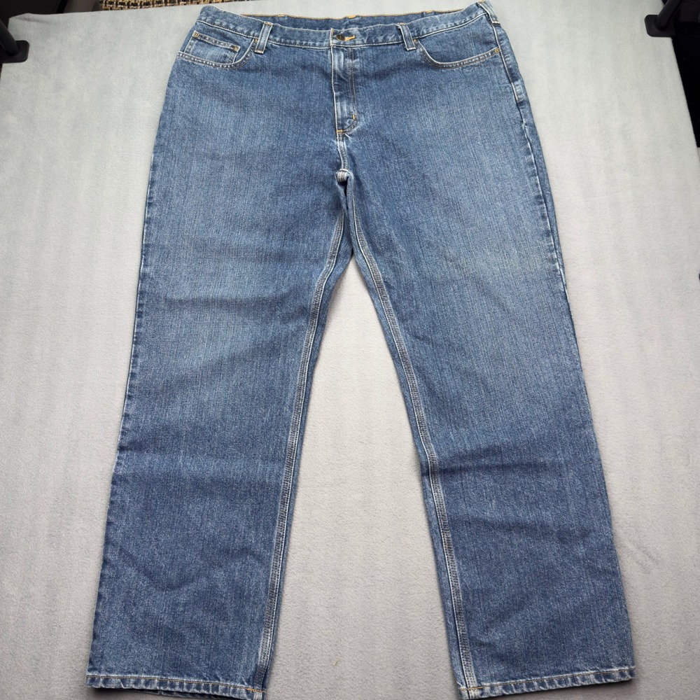 Carhartt Relaxed Fit Jeans 42x32 Blue Denim Mens Workwear Pants